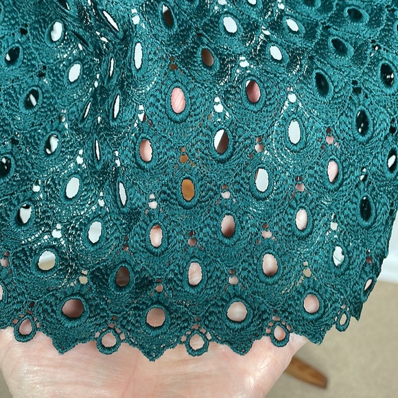 Zara Woman Dark Green Sleeveless Eyelet Sheath Dress/Coverup - Size XS - Picture 3 of 8